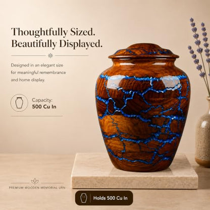 Extral Large Rosewood Cremation Urn for Human Ashes Adult Male Urn for Ashes for Women and Man, Adult Size Decorative urn. Burial and Funeral Urn Large 500 Cu in Resin Inlay. - size: XXX 500 Cu in