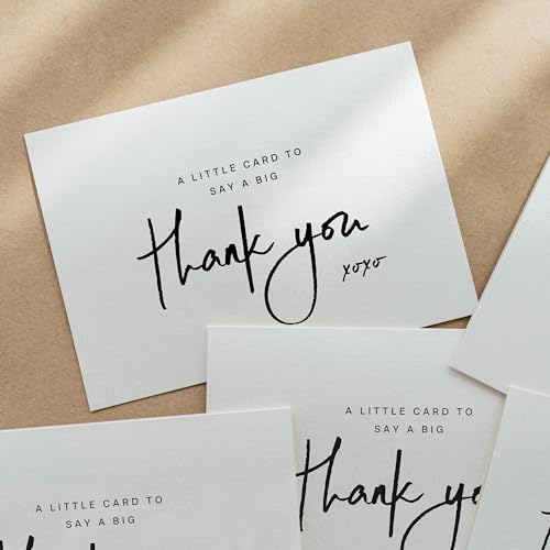 Blank Thank You Cards with Envelopes by ThreeKin - 25 Folded 3.5 x 5 Inch Cards for Weddings, Graduations, Baby Showers, Business & Birthdays - All Occasion Stationery Set, US Owned Business - style: Thank You