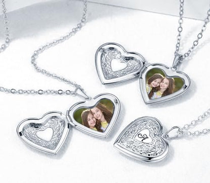 Locket Necklace Holds Pictures Alphabet Initial Letter Love Heart Lockets Photo Memory Locket Necklaces Birthday Gifts - color: Silver, style: B