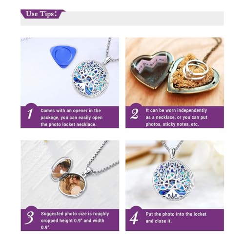 Picture Locket Necklace for Women Men Rose 14K Real Gold 925 Sterling Silver Jewelry Heart Locket Necklace that Holds Pictures Tree of Life Viking Wolf Celtic Knot St Christopher St Michael Pendant - color: I2-9-Celtic Locket-2