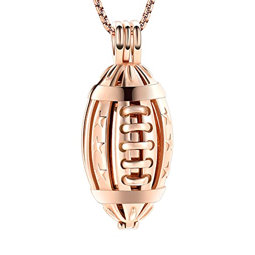 Oinsi American Football Cremation Locket Necklace For Ashes Of Loved Ones Stainless Steel Memorial Urn Jewelry Women Men Keepsake Fashion Necklace - color: All Rose Gold