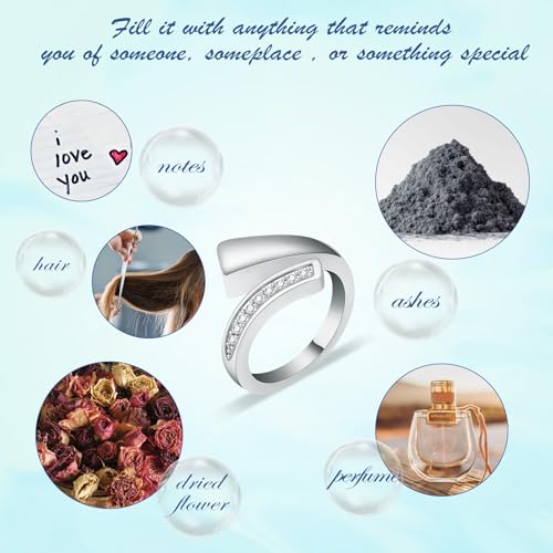Memorial Urn Ring for Ashes Stainless Steel Cremation Jewelry for Men & Women Pet Ashes Keepsakes Holder Ring - color: Silver-6#