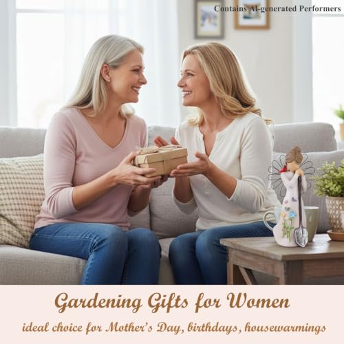 Gardening Gifts for Women-5.9"Unique Garden Angel Figurine | Birthday Housewarming Gifts for Mom Grandma Sister Friend,Sculpted Resin Angel Statues&Friendship Decor for Home - style: Shovel
