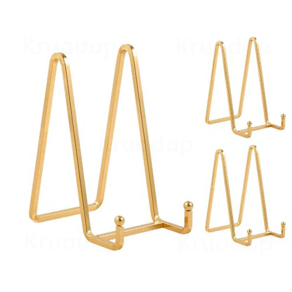 Kruodop 3 Pack 6" Metal Square Frame Easel Stands - Multi-Use Tabletop Display for Plates, Photos, Art, Books, Signs | Durable Mini Easels for Home Decor, Office, Studio & Vinyl Records
