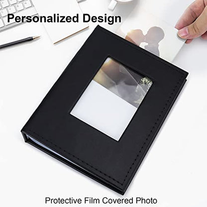 Vienrose Small Photo Album 4x6 Holds 52 Photos, 2 Pack Mini Leather Photo Album with Cover Window, Acid-Free Baby Picture Album for Wedding, Family, Travel & Gift Keepsake, Black - color: Black, size: 26 Pockets