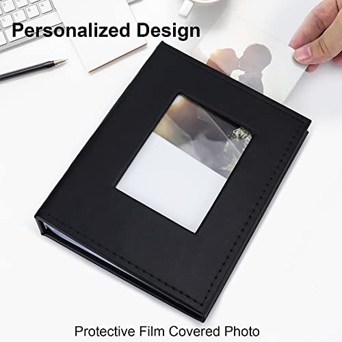 Vienrose Small Photo Album 4x6 Holds 52 Photos, 2 Pack Mini Leather Photo Album with Cover Window, Acid-Free Baby Picture Album for Wedding, Family, Travel & Gift Keepsake, Black - color: Black, size: 26 Pockets