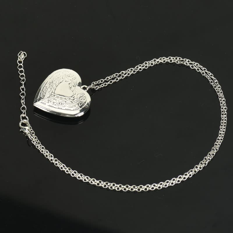 YALLNASL Heart Locket Necklace that Holds Pictures Silver Heart Shaped Locket Necklaces for Women Adults Photo Locket Necklace Lockets for Women Best Friends Gifts
