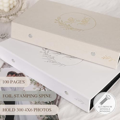 Lanpn Wedding Photo Album 4x6 300 Pockets, Linen Cover Newlywed Marriage Albums Slip in Holds 300 Horizontal Photos (Beige) - color: Windowless-Beige, size: 300 Photos