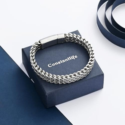 constantlife Cremation Bracelet for Ashes Men Memorial Jewelry Stainless Steel Hand Chain Personalized Customization Keepsake - 7.1 in/ 7.9 in/8.7 in/9.5 in - color: C-Customize