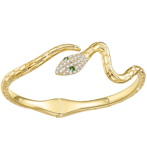 Silver Adjustable Bracelets 925 Sterling Silver Link Bracelets for Women Anniversary Birthday Christmas Jewelry for Women - color: Gold Snake