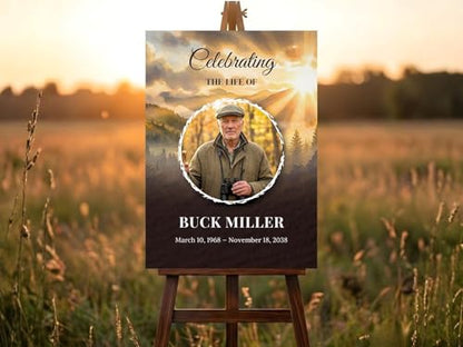 Forest Mountain Funeral Welcome Sign, Celebration of Life Welcome Sign, in Loving Memory Sign, Celebration of Life, Celebration of Life Sign, Memorial Sign with Photo,Funeral Welcome Sign #Tfo12 - color: Version #18