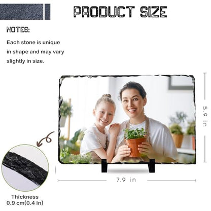 LOUISMIAA Personalized Picture Frame Custom Photo Stone Rock Slate Plaque Frames,Customized Gifts for Mothers Fathers Day Valentine's Day Wedding Birthday Christmas,Rectangular 7.8x5.9 inch - color: Rectangular-7.8*5.9 inch