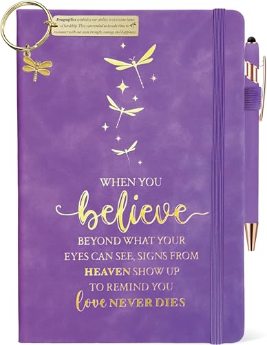 Dragonfly Gifts Women, Inspirational Encouragement Dragonfly Gift Ideas | Hardcover Notebook Gold Foil 200 Pages A5 Lined, Dragonfly Themed Gift for Dragonfly Lover Friend Birthday Holiday Christmas - color: Purple