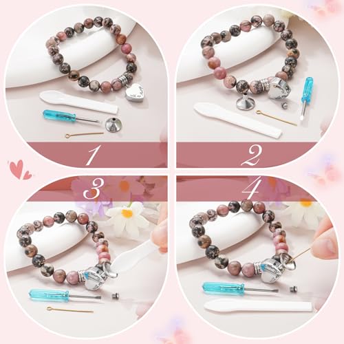 abooxiu Cremation Jewelry Urn Bracelet for Ashes Memorial Heart Ashes Keepsake Cremation Ash Bracelets Urn Jewelry for Ashes of Loved Ones for Women - With Me Always - style: Engraved - Rhodonite