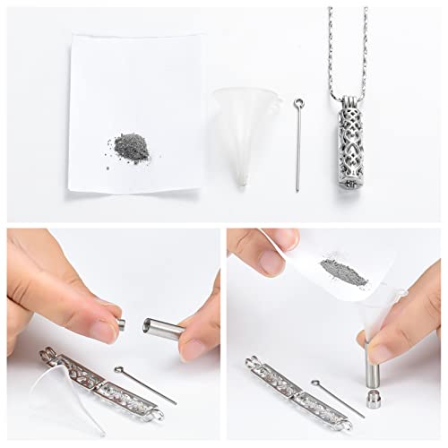 Imrsanl Cylinder Cremation Urn Necklace for Ashes of Loved One - color: Silver