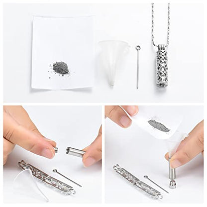 Imrsanl Cylinder Cremation Urn Necklace for Ashes of Loved One - color: Silver