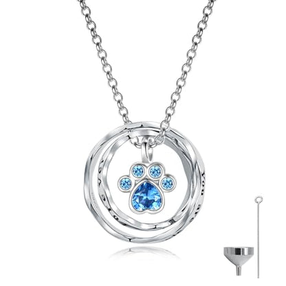 Sterling Silver Cremation Jewelry for Ashes Pendant Eternity Urn Necklace Keepsake Memorial Gifts You Are Always In My Heart I Love You Forever - color: White, style: Pet Paw Print