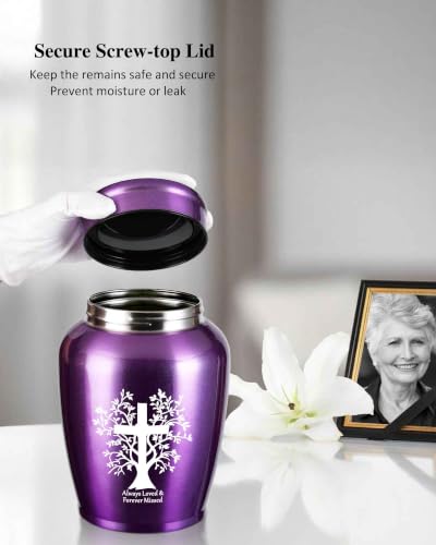 Cremation Urns for Human Ashes Adult - Female Man Women Male | Burial Funeral Keepsake Urn Large up to 180 lbs - color: Purple