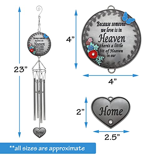 Memorial Wind Chimes for Loss of Loved One – Sympathy Gift with Enameled Butterfly & Flowers, in Loving Memory Wind Chime for Garden, Outdoor Remembrance Bereavement Gift, 22 Inch