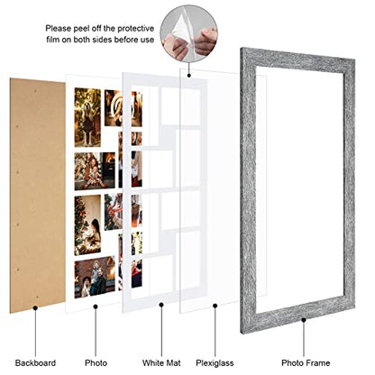 11.8x21.8 Collage Frame, 8 Open 4x6 Photo Frame Collage for Wall - color: Grey, size: 11.8x21.8 - (8 open4x6）
