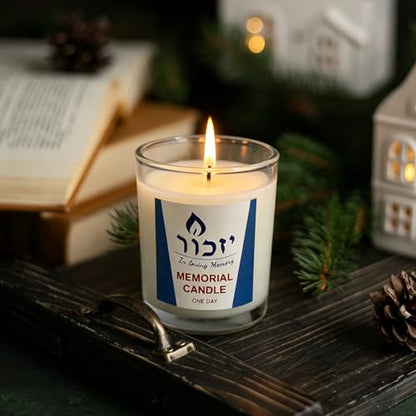 Memorial Candles for Loss of Loved One - Hand Poured 7oz Yahrzeit Candles (White) - Long Lasting 30hr Soy Wax Tribute for Jewish Sympathy, Shiva, Funeral & Remembrance - Unscented Bereavement Gifts