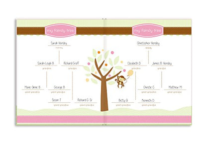 Lil' Peach Safari Train Baby Memory Book Photo Journal, Baby’s First Year Babybook Keepsake, Gender-Neutral Gift, Pink - style: Pink Safari