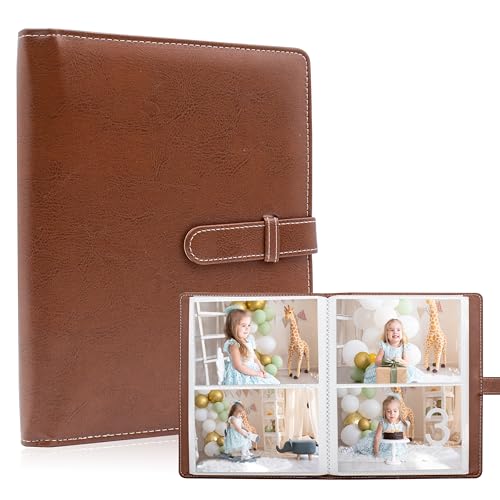 Photo Albums 4x6 Pictures – 152 Pockets Vegan Leather Cover Memory Album Book, Suitable for Family Wedding Boys Girls and Babies Storage (Brown) - color: Brown
