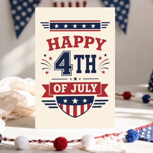 Fourth of July Card Happy 4th Celebration Patriotic Fireworks | 4th of July Card with Classic American Flag Style for Independence Day Celebration, Patriotic Party and Holiday Events - color: ame15