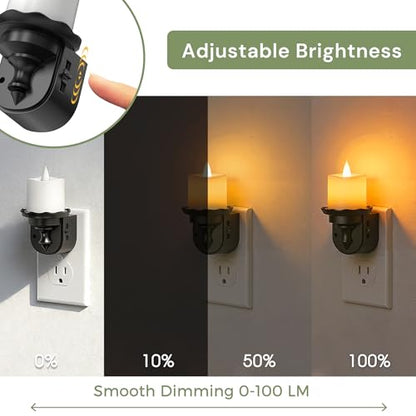 L LOHAS LED Flameless Candle Night Light, Flicker Night Lights Plug in - color: Charcoal-Amber