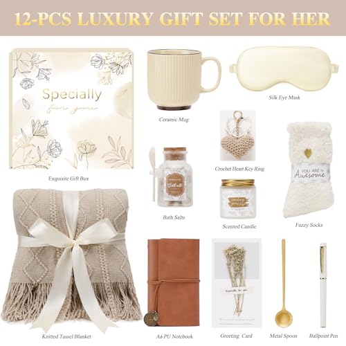 Mothers Day Get Well Gifts for Women Self Care Gift Basket - Birthday Gifts for Women Spa Care Package - Sympathy Inspirational Easter Day Gift Set for Her Mom Sister Friend Wife (Khaki) - color: Khaki