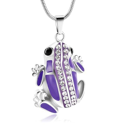Frog Urn Necklace for Ashes Animals Cremation Jewelry Stainlee Steel Memorial Necklaces Keepsake Jewelry Ashe Holder Pendant for Human Ashes with Filling Kits - color: Purple
