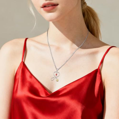 Angel Wings Necklace 925 Sterling Silver Guardian Angel Nurse RN Caduceus Pendant Charm Crystal Angel Jewelry Gifts for Women - style: H-Stethoscope-11-Nov.-Citrine