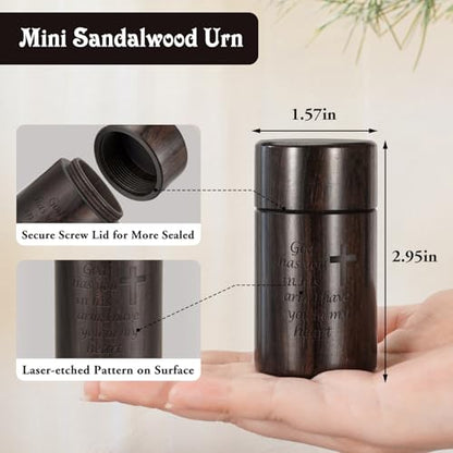 SOITIS Small Urns for Human Ashes 2.9 Inch Cross Sandalwood Mini Urns for Ashes Decorative Urn Wooden Urn Keepsake Cremation Ash Tiny Urns