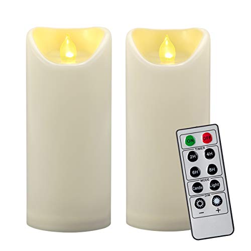 2 PCS 3"x7" Outdoor Waterproof Flameless LED Pillar Candles with Remote Timer, Battery Operated Electric Flickering Plastic Fake Candle for Halloween Christmas Lantern Decorations (Ivory) - color: Waterproof Remote Timer Pillar (3"x7", 2 PCS, 500+ Hours,