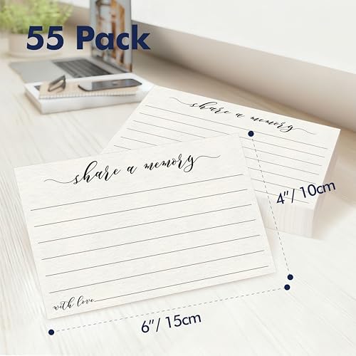 55 PCS Share A Memory Cards, Memory Card Keepsakes for Celebration of Life, Birthday, Anniversary, Memorial, Funeral, Graduation, Bridal Shower Game, Going-Away Party