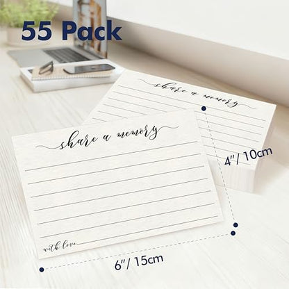 55 PCS Share A Memory Cards, Memory Card Keepsakes for Celebration of Life, Birthday, Anniversary, Memorial, Funeral, Graduation, Bridal Shower Game, Going-Away Party