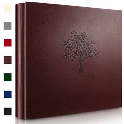 Leather Photo Album 4x6 Pockets, Picture Album for Family Christmas Gift | Large Capacity PU Leather Cover 600 Pockets Black Inner Page Slip In Holds Horizontal & Vertical Photos - color: Brown