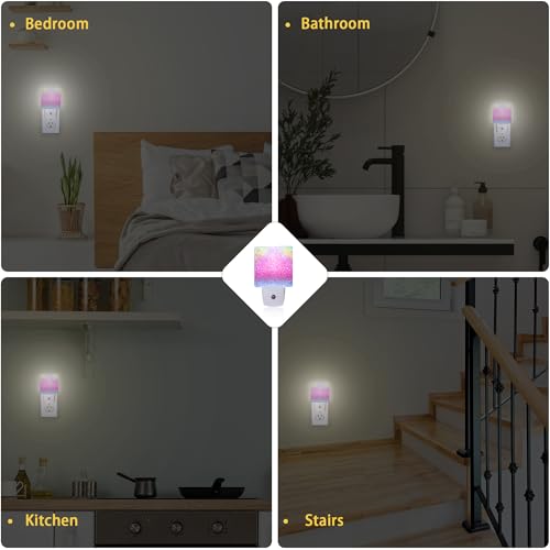 Pink Glitter Night Light,Plug in Night Light, Dusk to Dawn Sensor Nightlights for Stairway/Hallway/Kitchen/Bedroom/Bathroom 0.5W - color: Pink Glitter