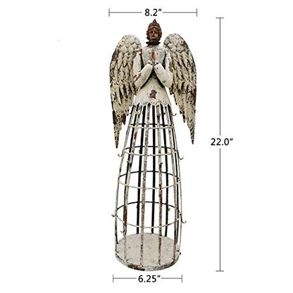 Garden Angel Statue Decor Rustic Metal Praying Angel Sculpture Yard Art | Outdoor Antique Accent Gift Holiday Porch Patio Home Decor - style: style 1