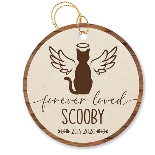Personalized Forever Loved Angel Wings Cat Ornament Gift for Male Female Christmas 2026, Custom Name & Year Cat Pet Memorial Ornament, Forever in Our Hearts Cat Ornament, Pet Memory Ornament - color: Forever Loved Angel Wings Cat Ornament