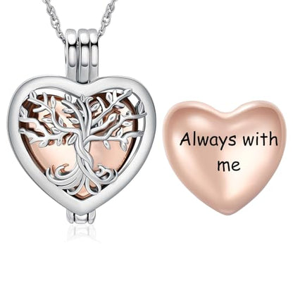 shajwo Heart Cremation Jewelry Tree of Life Urn Ashes Necklace for Women Men Loved One Memorial Human Ash Pendant - color: customize