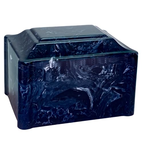 Navy Blue Claremont Cultured Marble Cremation Urn - Adult Size - Cremation Urns for Human Ashes - Ground Burial, Home Memorial and Funeral Cremation Urn - color: Navy Blue