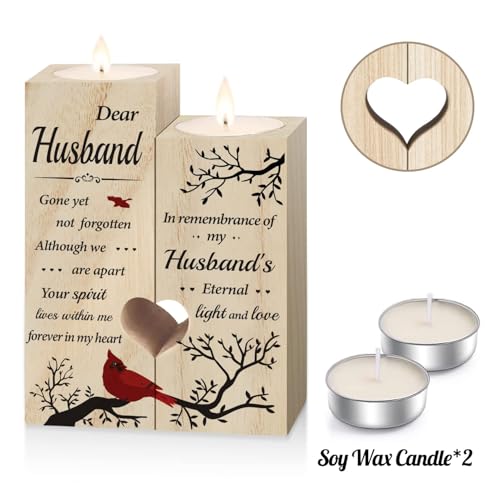 SteadStyle Memorial Gifts for Loss of Husband, Cardinal Candlestick Holders - style: Husband