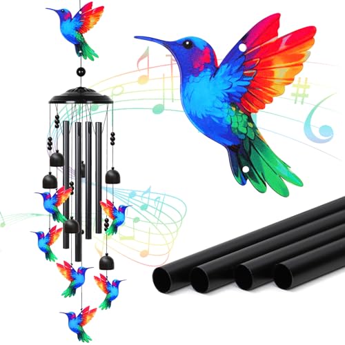 Hummingbird Wind Chimes for Outside Colorful Metal Decorative Ornament - color: Hummingbird