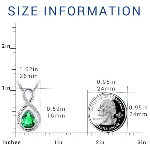 Eusense Cremation Jewelry for Ashes Urn Necklace to Put Ashes In 925 Sterling Silver Memorial Pendant Tree of Life Infinity Urn Necklaces for Ashes Necklace for Women Men - style: F-Infinity Urn-05-May.-Emerald