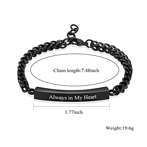 Urn Bracelet for Ashes Cremation Jewelry Braided Rope Adjustable Bangle Stainless Steel Memorial Bracelets Ash Holder Keepsake Jewelry-Always in My Heart - color: B-Black