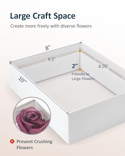 Wisedry 10x8 Inch Flower Shadow Box Frame - 360° Airtight Seal Wedding Shadow Box with Silica Gel Packets, Memory Display Cases for Wedding Bouquet, Pet Memorabilia, Medals
