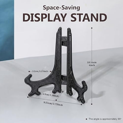 Artliving 4 Inch Black 12pcs/Set Plastic Easels Plate Display Stands Picture Frame Stand Holder - color: Black, size: 4 inch (12 pack)