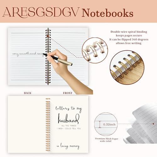 Grief Journal for Loss of Husband, Memorial Gifts Notebooks for Note Taking, Loss of Husband Sympathy Gift, Letters to My Husbands Spiral Notebook 5.5x8.3 Inch - color: Husband White
