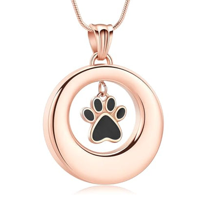 Dog Paws Cremation Jewelry Pet/Cat/Dog Paws Urn Necklaces for Ashes Stainless Steel Pet Ashes Holder Memorial Keepsakes Locket Pendant Jewelry for Men Women - color: Customize